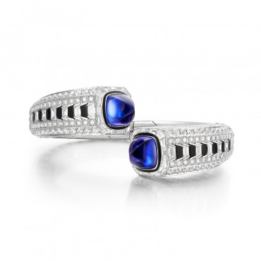 TANZANITE, ONYX AND DIAMOND BANGLE