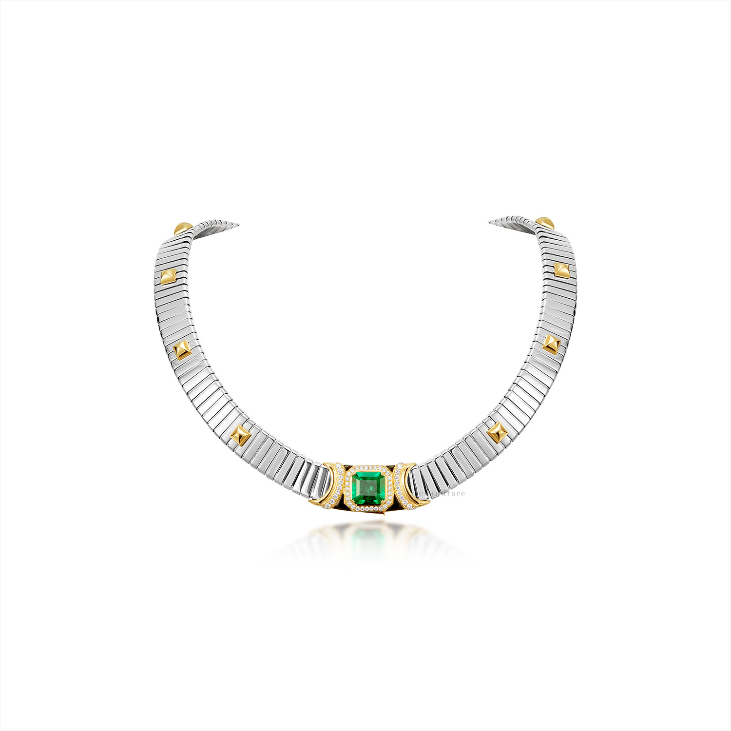 KARAT GOLD, EMERALD AND DIAMOND CHOKER