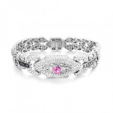 RichandRare--PINK SAPPHIRE, ENAMEL AND DIAMOND BRACELET