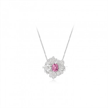 RichandRare-收藏家系列-粉红色尖晶石配钻石“繁花”吊坠项链