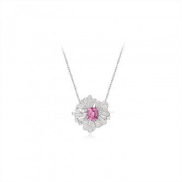 RichandRare-COLLECTOR-PINK SPINEL AND DIAMOND 'FLORAL' PENDENT NECKLACE