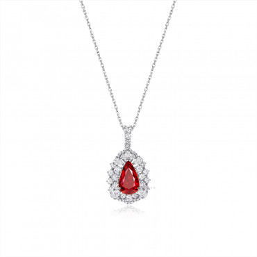 RUBY AND DIAMOND PENDENT NECKLACE