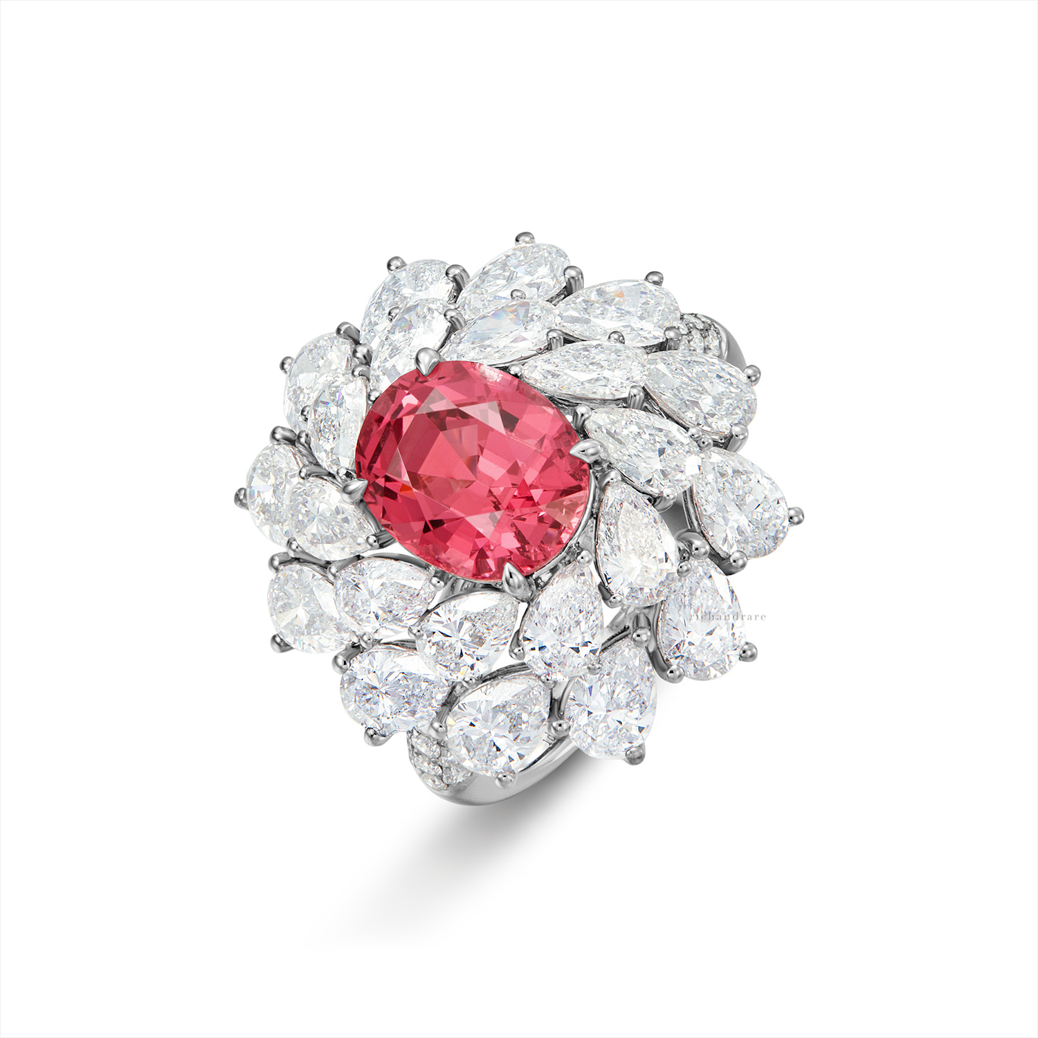 RED SPINEL AND DIAMOND RING