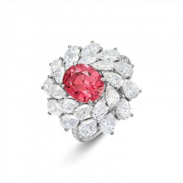 RED SPINEL AND DIAMOND RING