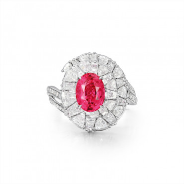 PINK SPINEL AND DIAMOND RING