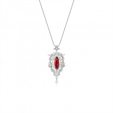 RUBY AND DIAMOND PENDENT NECKLACE