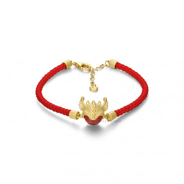 KARAT GOLD, CARNELIAN,'DRAGON RED LINE BRACELET