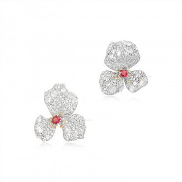 RichandRare--PAIR OF RUBY AND DIAMOND EARRINGS
