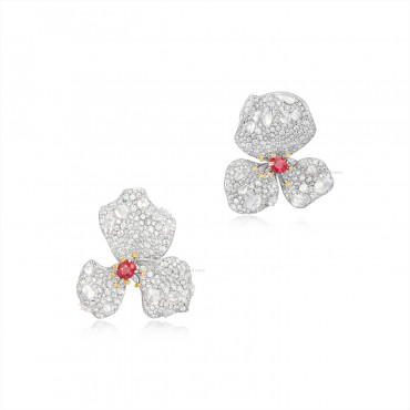 PAIR OF RUBY AND DIAMOND EARRINGS