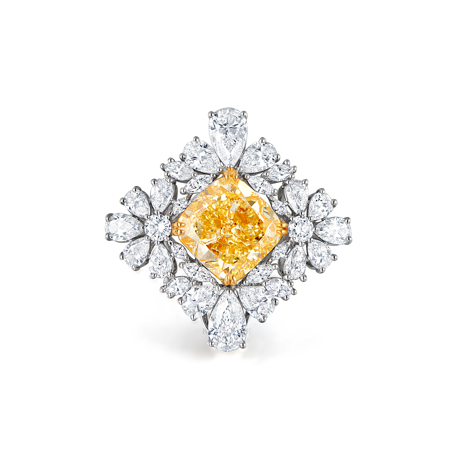YELLOW DIAMOND AND DIAMOND RING
