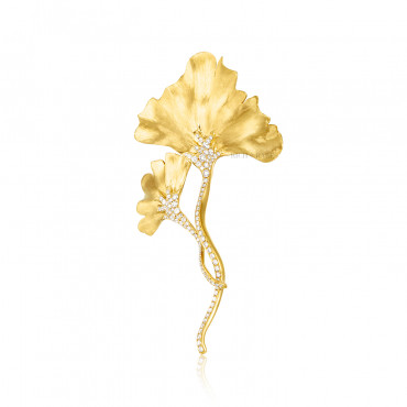 ARTISAN 'GINKGO LEAF' BROOCH, 2 MOTIFS