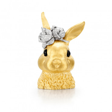 ARTISAN 'RABBIT WITH ROSE' BROOCH