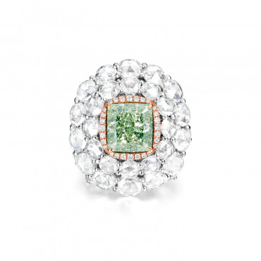 GREEN DIAMOND, PINK DIAMOND AND DIAMOND RING