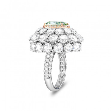 GREEN DIAMOND, PINK DIAMOND AND DIAMOND RING