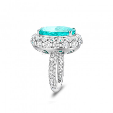 PARAIBA TOURMALINE AND DIAMOND RING