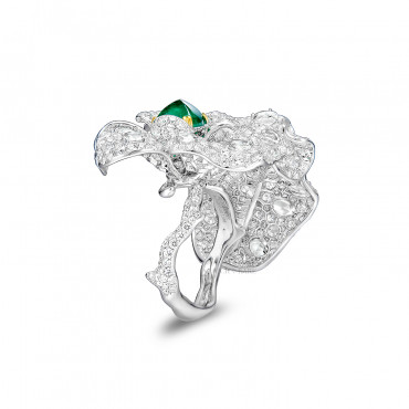 EMERALD AND DIAMOND 'BLOSSOM' BETWEEN-THE-FINGER RING