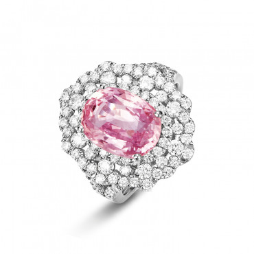 PADPARADSCHA SAPPHIRE AND DIAMOND RING