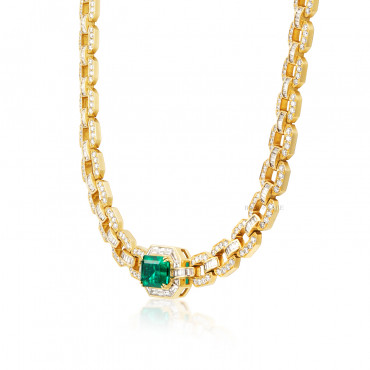 EMERALD AND DIAMOND NECKLACE