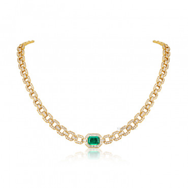 EMERALD AND DIAMOND NECKLACE